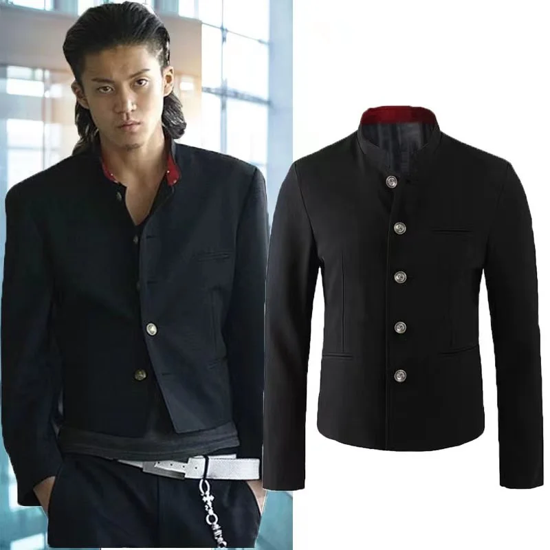 Haori Japanese Jacket - 日本映画新カラスゼロ滝屋源氏制服高校コート JK 黒スーツカレッジスタイルジャケットメンズコスプレ衣装 # 1