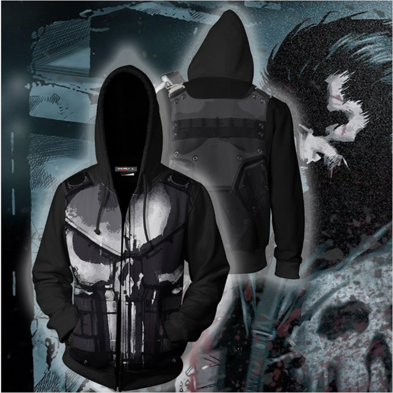 Haori Japanese Jacket - 3D プリント パニッシャー ジップアップ パーカー、AliExpress 卸売ソース、フード付きジップアップ