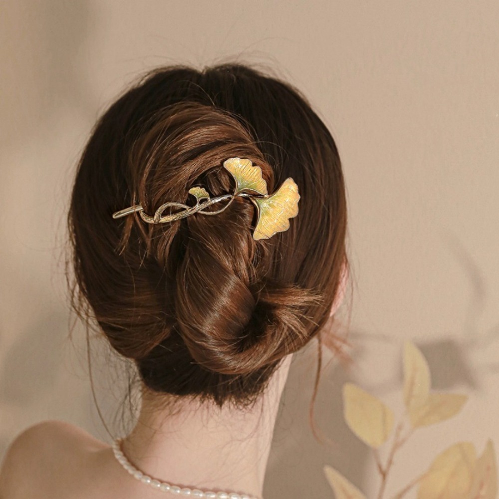 1pc ファッション繊細なイチョウの葉のヘアピンエナメル金属 - Ethnic Fashion Accessories のレビューと価格