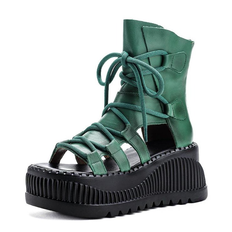 8 センチメートルエスニック牛本革アンクルブーツ女性中空ピー - Ethnic Modern Fashion のレビューと価格