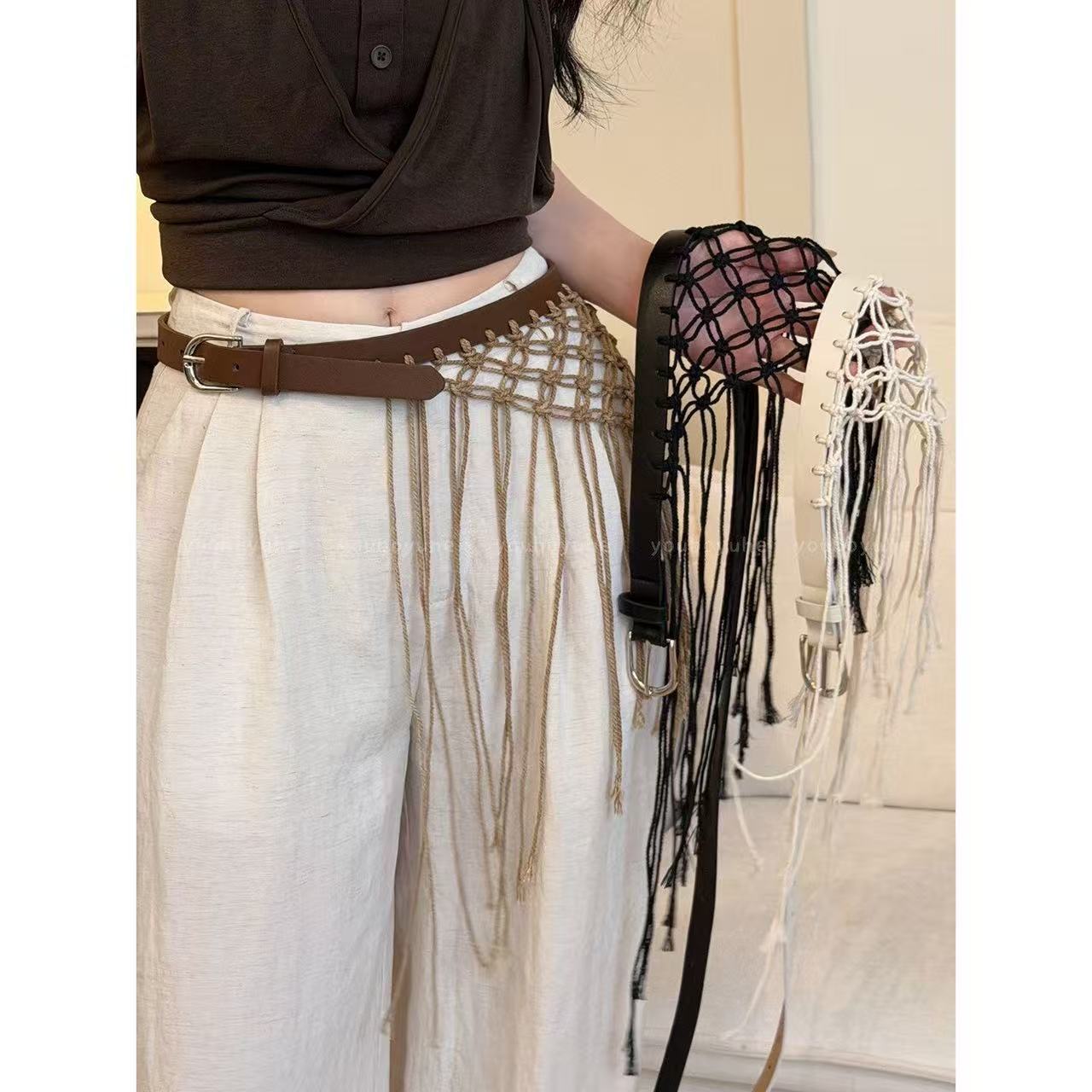 カジュアル Y2K タッセル織りウエストベルトレトロメッシュ - Y2K Ethnic Fashion のレビューと価格