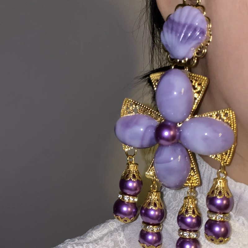 ビッグブランドの誇張された気質、高級感、壮大な紫の花のクロス - Ethnic Fashion Brand のレビューと価格