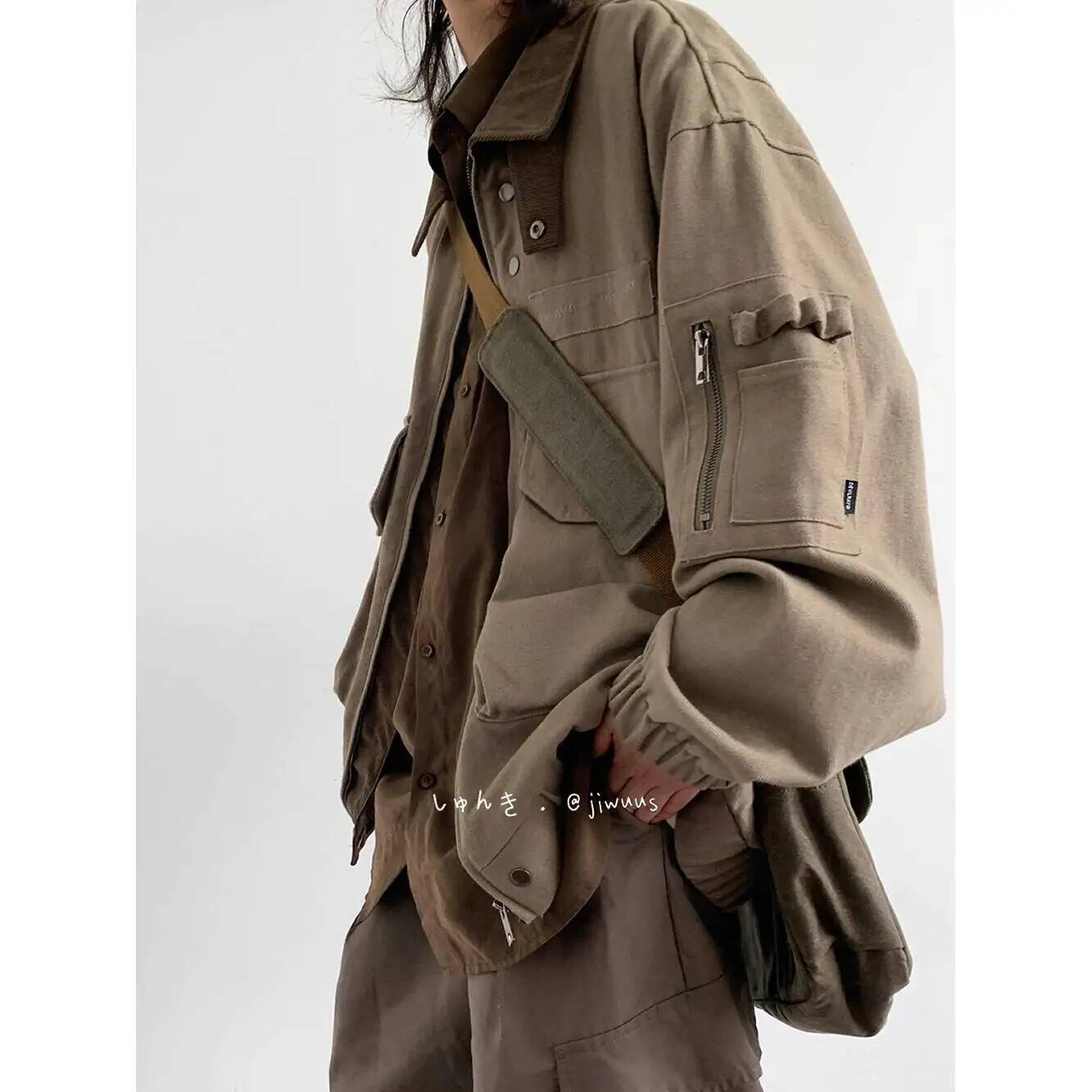 マンジャケット春秋ルーズカーゴジャケット日本製ヴィンテージマ - Haori Japanese Jacket のレビューと価格
