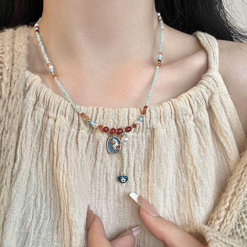 新しい中国製ヴィンテージエスニックカラフルエナメル両面ポニー - Ethnic Chic Fashion のレビューと価格