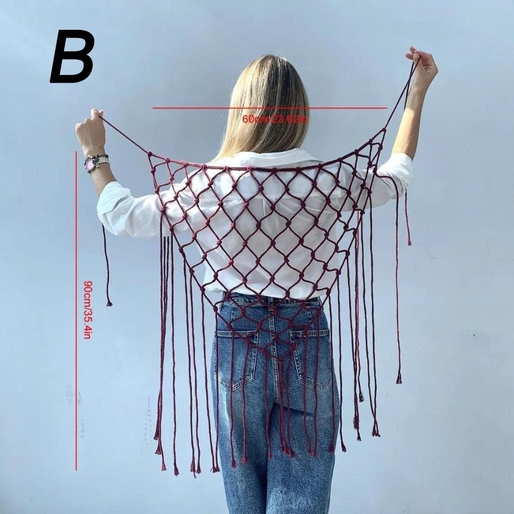 ボヘミアン風ネットフリンジスカーフショール装飾タッセルエスニ - Ethnic Fashion Design のレビューと価格