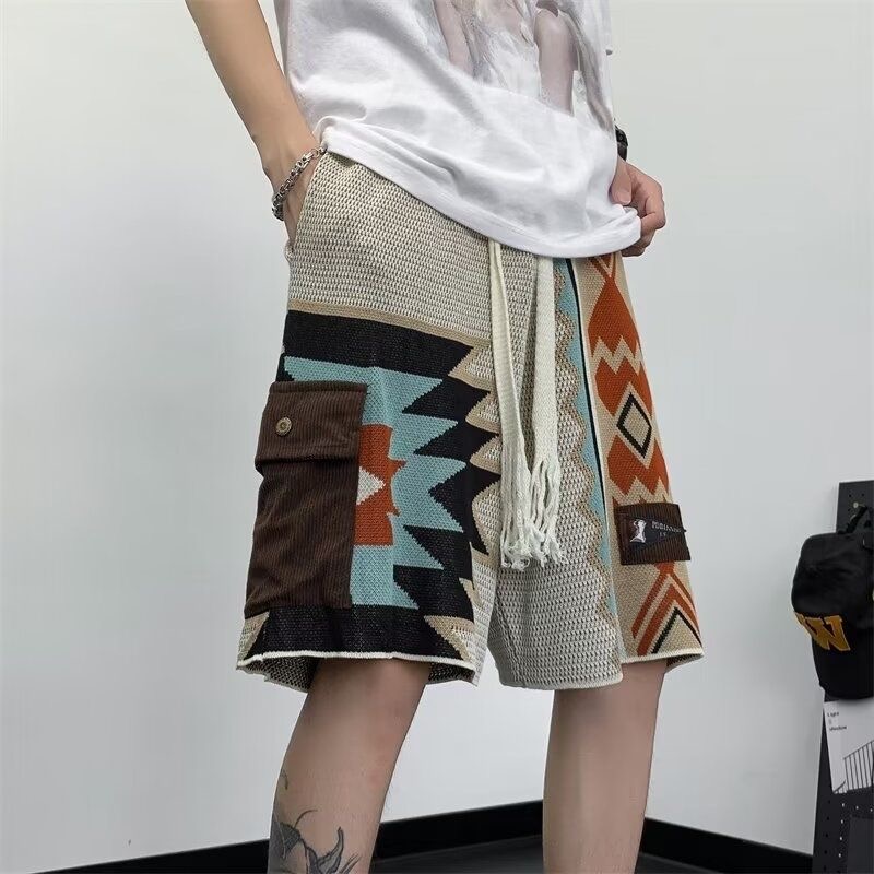 男性ニットボヘミアンエスニックヴィンテージビーチショーツ男性 - Ethnic Chic Fashion のレビューと価格