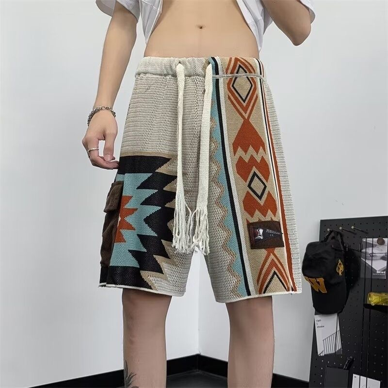 男性ニットボヘミアンエスニックヴィンテージビーチショーツ男性 - Ethnic Chic Fashion のレビューと価格