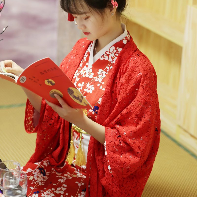 和風羽織着物カーディガン女性日本の伝統的な着物アウターレース - Haori Japanese Jacket のレビューと価格